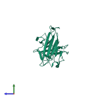 PDB entry 2ymo coloured by chain, side view.