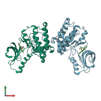 PDB entry 2yn8 coloured by chain, front view.