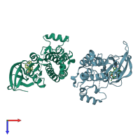 PDB entry 2yn8 coloured by chain, top view.