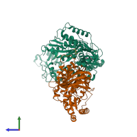 PDB entry 2yng coloured by chain, side view.