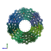 PDB entry 2ynj coloured by chain, side view.