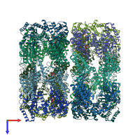 PDB entry 2ynj coloured by chain, top view.
