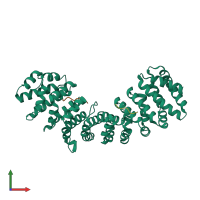 PDB entry 2ynr coloured by chain, front view.