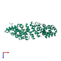 PDB entry 2ynr coloured by chain, top view.