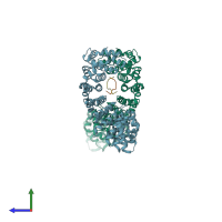 PDB entry 2yns coloured by chain, side view.