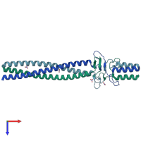 PDB entry 2ynz coloured by chain, top view.