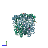 PDB entry 2yob coloured by chain, side view.