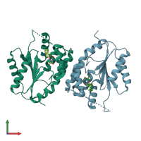 PDB entry 2yog coloured by chain, front view.