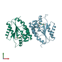 PDB entry 2yoh coloured by chain, front view.