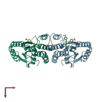 PDB entry 2yoh coloured by chain, top view.