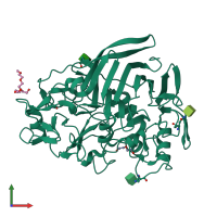 PDB entry 2yok coloured by chain, front view.