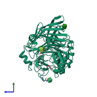 PDB entry 2yok coloured by chain, side view.