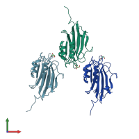 PDB entry 2yoq coloured by chain, front view.