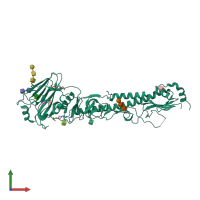 PDB entry 2yp2 coloured by chain, front view.