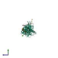 PDB entry 2yp2 coloured by chain, side view.