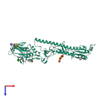 PDB entry 2yp2 coloured by chain, top view.