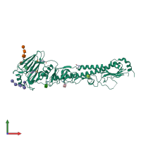 PDB entry 2yp4 coloured by chain, front view.