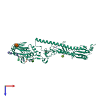 PDB entry 2yp4 coloured by chain, top view.