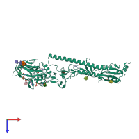 PDB entry 2yp8 coloured by chain, top view.