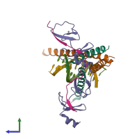 PDB 2ypa coloured by chain and viewed from the side.