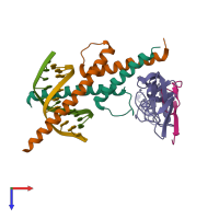 PDB entry 2ypa coloured by chain, top view.