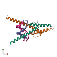 PDB entry 2ypb coloured by chain, front view.