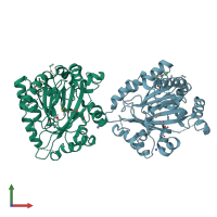 PDB entry 2ypd coloured by chain, front view.