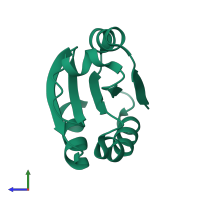 PDB entry 2ypm coloured by chain, side view.