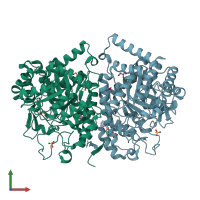 PDB entry 2ypo coloured by chain, front view.