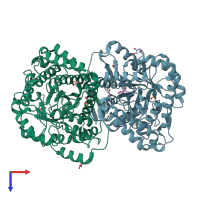PDB entry 2ypo coloured by chain, top view.