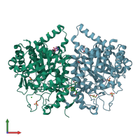 PDB entry 2ypq coloured by chain, front view.