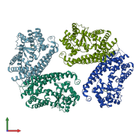 PDB entry 2ypt coloured by chain, front view.