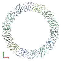 PDB entry 2ypw coloured by chain, front view.