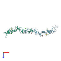 PDB entry 2yq3 coloured by chain, top view.