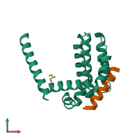 PDB entry 2yq7 coloured by chain, front view.