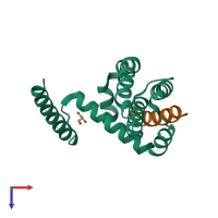 PDB entry 2yq7 coloured by chain, top view.