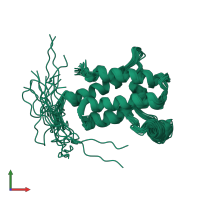 PDB entry 2yqd coloured by chain, ensemble of 20 models, front view.