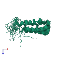 PDB entry 2yqd coloured by chain, ensemble of 20 models, top view.