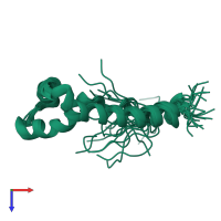 PDB entry 2yqi coloured by chain, ensemble of 20 models, top view.