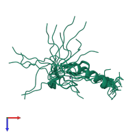 PDB entry 2yqp coloured by chain, ensemble of 20 models, top view.