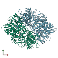PDB entry 2yr4 coloured by chain, front view.
