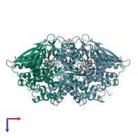 PDB entry 2yr5 coloured by chain, top view.