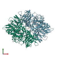 PDB entry 2yr6 coloured by chain, front view.
