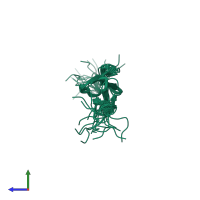 PDB entry 2yra coloured by chain, ensemble of 20 models, side view.