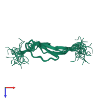 PDB entry 2yra coloured by chain, ensemble of 20 models, top view.