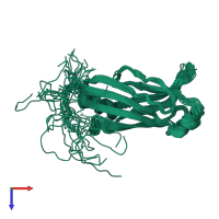 PDB entry 2yrb coloured by chain, ensemble of 20 models, top view.