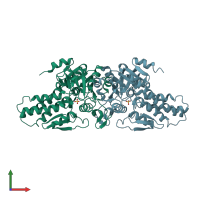 PDB entry 2yrf coloured by chain, front view.
