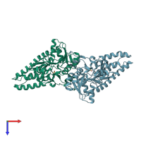 PDB entry 2yrf coloured by chain, top view.