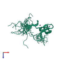 PDB entry 2yrg coloured by chain, ensemble of 20 models, top view.