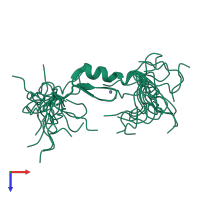 PDB entry 2yrj coloured by chain, ensemble of 20 models, top view.